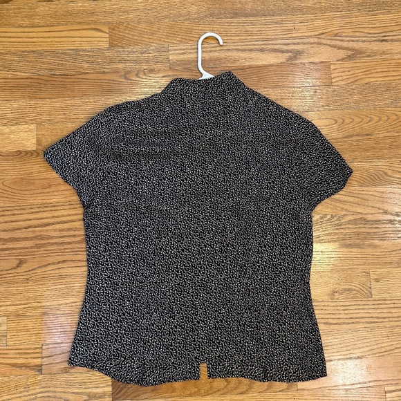 Ann Taylor Black and White Patterned Button Up Silk Blouse - Picture 3 of 3